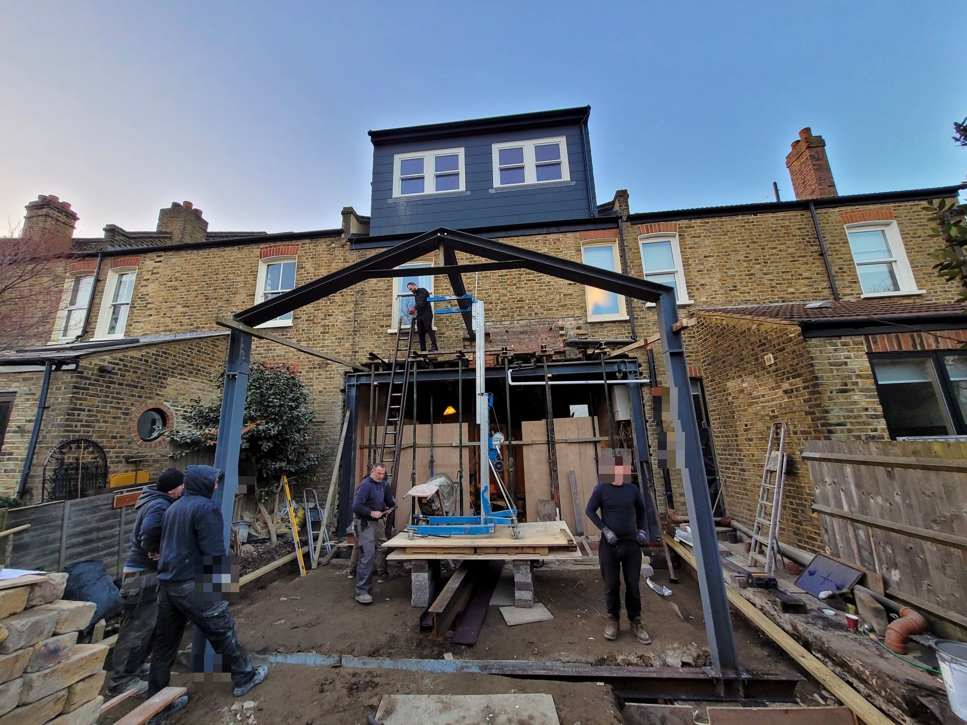 Front Extension Structural Steel Frame, Clapham, South London — structural steel project by AFE Steel in London and the South East